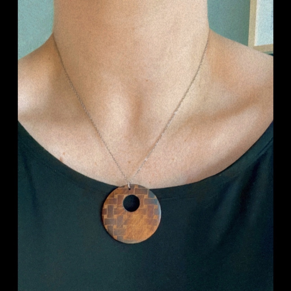 Wooden Pendant Necklace Natural Wood Earthy Boho Jewelry